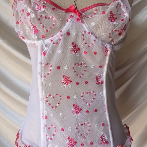 Elegant Moments Insane Sheer heart coquette lace up corset lingerie - Picture 3 of 8